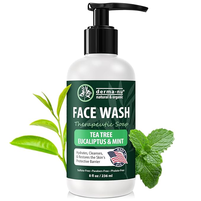 Gentle Face Wash for Men & Women – Hydrating Facial Cleanser for Eczema, Psoriasis & Sensitive Skin – Fights Redness, Oil & Breakouts – pH-Balanced & Perfect for Oily, Blemish-Prone Skin – 8oz
