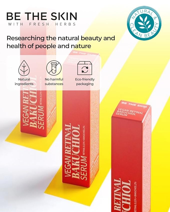 Vegan Retinal Bakuchiol Serum - Anti Aging Face Serum for Lines, Wrinkles, Pores - Gentle Skincare for Day & Night - Hypoallergenic, Korean Skincare, 0.68 oz.