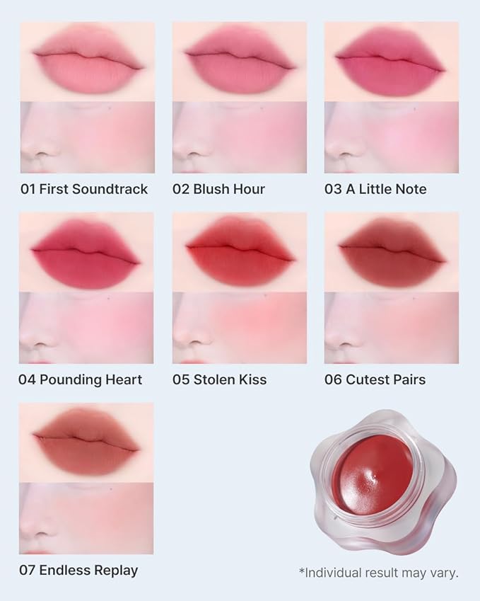DEARMAY Pure Falling Mood Lip Pot No. 02 Blush Hour 0.23 Oz. Vegan Lip Stain Lip & Cheek Multi-Use Tint With Hydrating Formula for Smooth Soft Blend Without Dryness or Fine Lines, Korean Makeup
