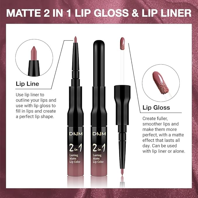 1Pcs 2 in 1 Antique Rose Matte Lip Liner and Liquid Lipstick Stain Makeup Set for women, Nude Pink Long Lasting Smudge Proof Lip Tint Matte Finish Lip Gloss for All-Day Color Hold Easy to Use 29#