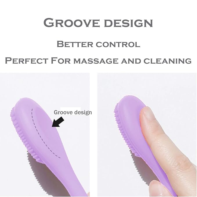 Silicone Facial Mask Applicator Face Masks Skincare Brush Facial Scrubber Double-Head Lotion Spatula Scoop for Makeup,Foundation,Cream,Lotion,Moisturizer,Gel,Peel,Mud Masks (Purple+Gray)
