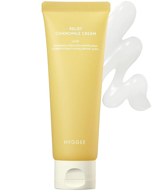 Relief Chamomile Cream - Hydrating Gel Face Moisturizer for Oily Skin - Chamomile Extract and Hyaluronic Acid - Hypoallergenic Vegan Face Cream - Lightweight Gel, 3 fl.oz.