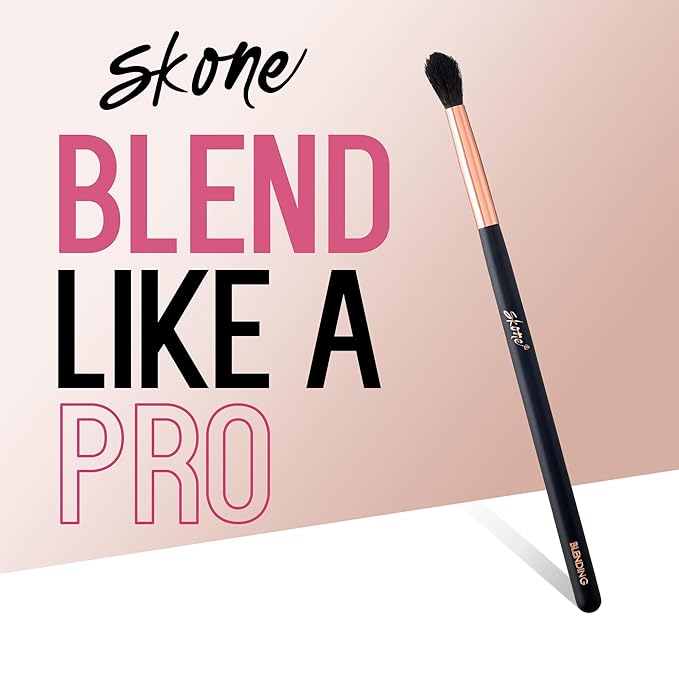 Skone Cosmetics Blending Eye Brush - Synthetic Eye Blending Brush - Professional Grade Nylon Blending Brush Used To Blend Eye Shadow Edges and Fine Lines - Blending Brush For Makeup Eyeshadow