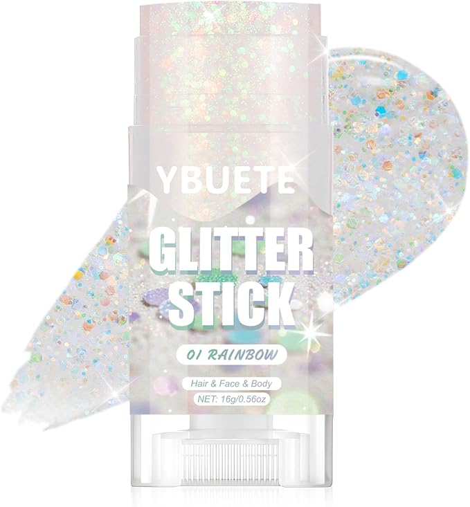 Rainbow Face and Body Glitter Stick for Sparkling Makeup, Hair Glitter Accessories for Women, Highlighting Stick for Fairy Dust Makeup, Cheerful Face Glitter for Festive Parties and Carnivals