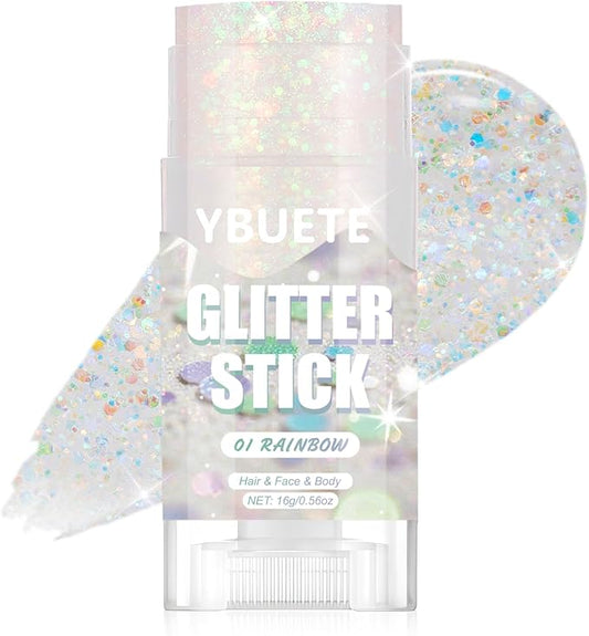Rainbow Face and Body Glitter Stick for Sparkling Makeup, Hair Glitter Accessories for Women, Highlighting Stick for Fairy Dust Makeup, Cheerful Face Glitter for Festive Parties and Carnivals