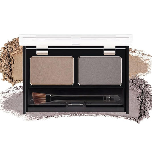 Eyebrow Powder Light Brown Gray Kit,Eye Brow Powder for Women with Double-ended Eyebrow Brush,Long-Lasting Waterproof Two Colors Brow Filler Get Full Defined Natural Brows,Powder Eyebrow Makeup