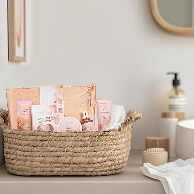 Spa Gift Baskets for Women Mom, Birthday Gifts for Her Wife, - 8 Pcs Relaxing Self Care Gifts Set with Cosmetic Bag & Bubble Bath, Ideal Mothers Day Gifts for Women, Wife, Girlfriend, Mom