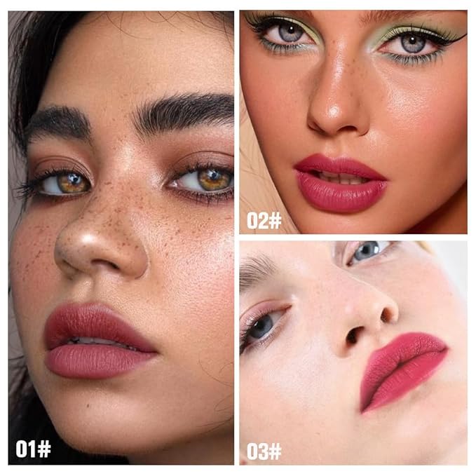 3Pcs Matte Liquid Lip Stain Peel Off Lip liner Tattoo with Tweezer, Maroon Red & Mauve & Red Lipstick Lipstain Long Lasting Waterproof for Women, Highly Pigmented Not Faded Smudge-proof Easy to Apply