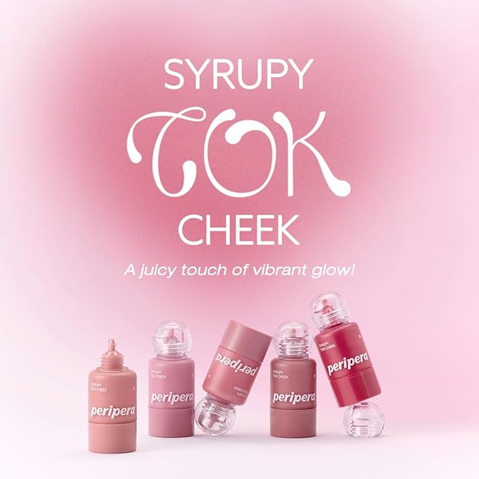 PERIPERA SYRUPY TOK CHEEK 5 Colors, Liquid Blush, Dewy Finish and Hydrates All day, Soft Velvet Texture Face Cheek Tint (04 SUNSHINE FIG, One Size)