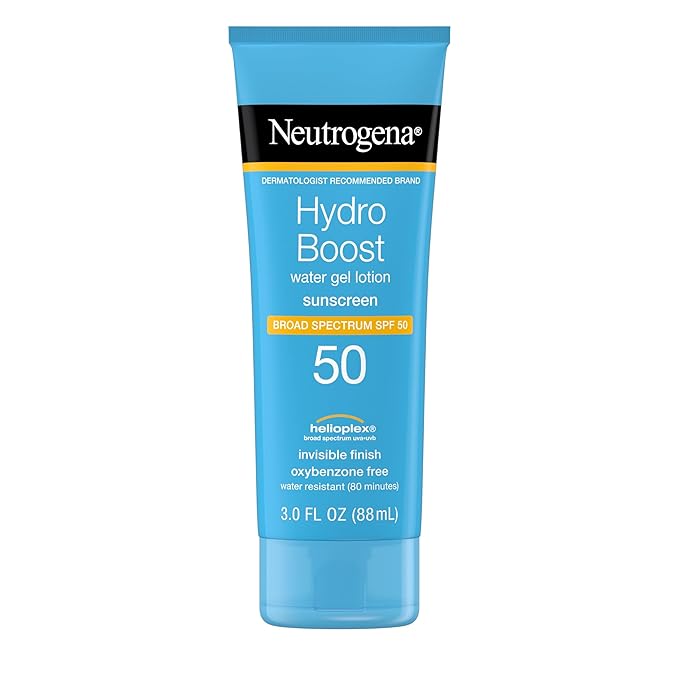 Neutrogena Hydro Boost Moisturizing Water Gel Sunscreen Lotion with Broad Spectrum SPF 50, Water-Resistant & Non-Greasy Hydrating Sunscreen Lotion, Oil-Free, 3 fl. oz