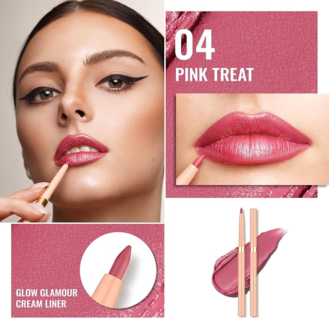 Oulac Lipstick & Lipliner Set 3PCS High Impact Lipcolor with Moisturizing Formula, Vegan Beauty, Full-Coverage Lip Color, Gift Lipstick for Women, 04+11+PG03