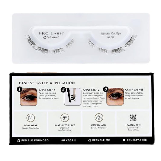 Pro Lash SoftWear Clean Girl Mini Lash Clusters Kit - Natural-Looking, Lightweight Lashes - 7-Day Cluster Eyelash Extensions - Waterproof Lashes Clusters - Single Set - Cat Eye No. 39