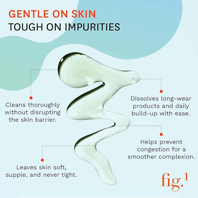 Fig.1 Hydrating Oil Cleanser for Face Refill | Micellar Makeup Remover with Grapeseed & Squalane, Deep Cleansing Oil-Based Formula, Non-Stripping & Refillable, 3.4 Fl/oz