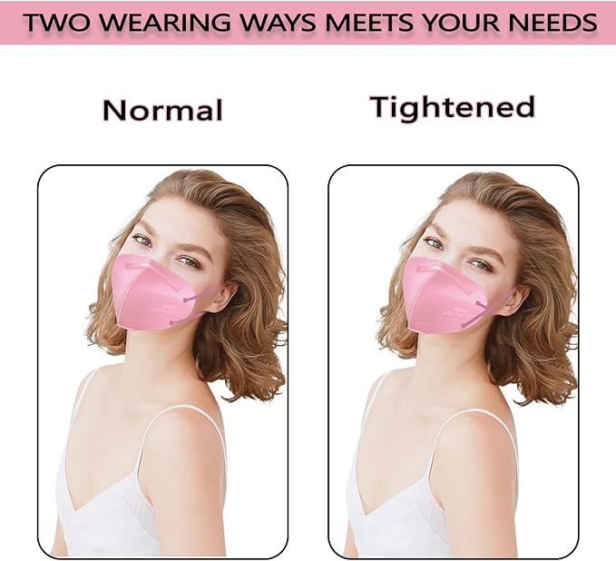 50pcs KN95 Face Mask 5 Layer Cup Dust Safety Masks Filter Efficiency≥95% Breathable Elastic Ear Loops Masks