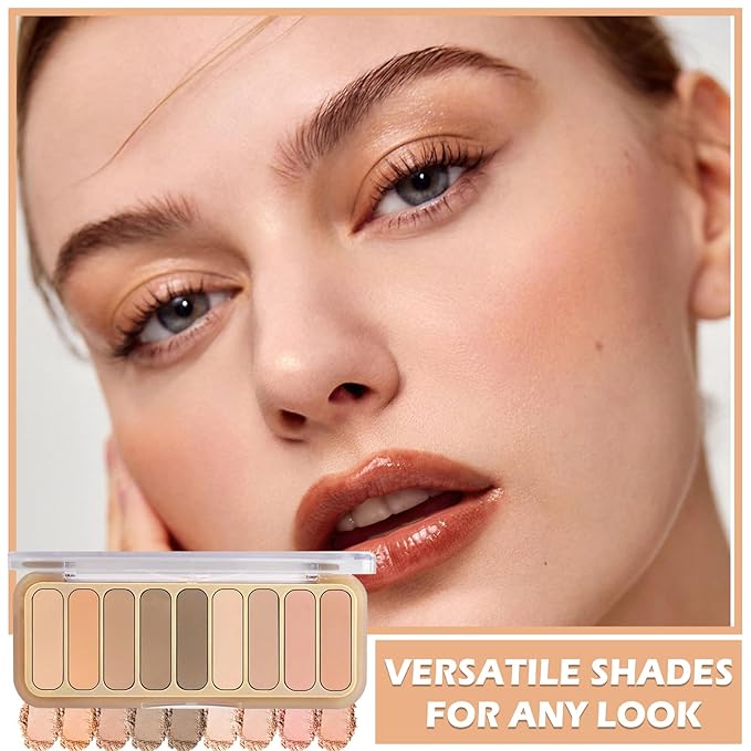 9 Color Matte Naked Eyeshadow Palette - Natural Nude, Smoky Brown, Taupe Ultra-Blendable Highly Pigmented Eye Shadows with Brush - 04 Milk Tea