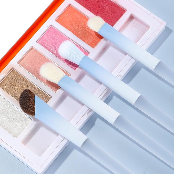 MSQ Make Up Brushes 10Pcs Powder Brushes Contour Brush Synthetic Natural Hair Makeup Brush Set with Bag for Blending Highlighting Eyeshadow Eyeliner