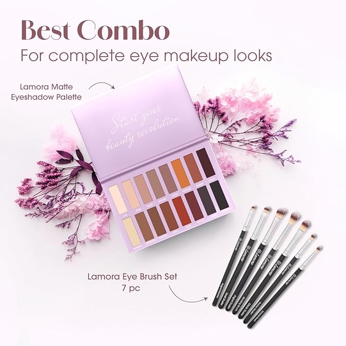 Lamora Eyeshadow Palette Makeup - Eye Makeup Palette with 16 Highly Pigmented Matte Shades - Vegan & Blendable