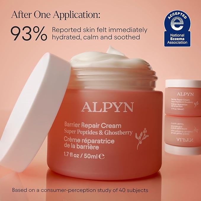 ALPYN Mini Barrier Repair Cream - Super Peptides & Ghostberry Moisturizer for Eczema I Deep Wrinkle Repair I Calm & Soothe Against Redness & Irritation - 0.5 oz / 15 ml