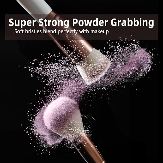 OMANIAC Makeup Brush Set 20Pcs with Storage Case.Used for Powder,Foundation,Highlight,Eye Shadow,Concealer,etc.Suitable for Makeup Beginners,Best Gift for Women/Girls（Pink）