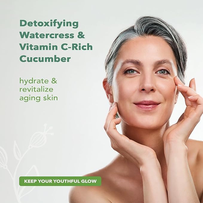 Nourish Organic Moisturizing Face Cleanser for All Skin Types, Watercress + Cucumber Face Wash, Fragrance-Free (6 Oz) + Washable Cotton Round