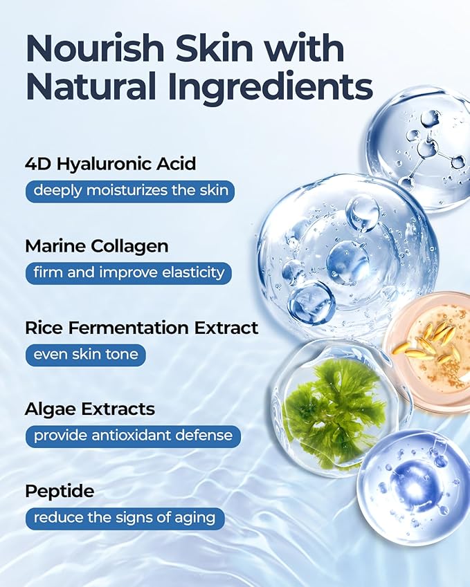 6 Pack Collagen Face Mask Bulk, Hydrating Face Masks Sheets Skincare with Hyaluronic Acid, Peptide - Deep Moisturizing, Soothing, Anti-Aging Facial Masks Spa Gifts for Women Skin Care