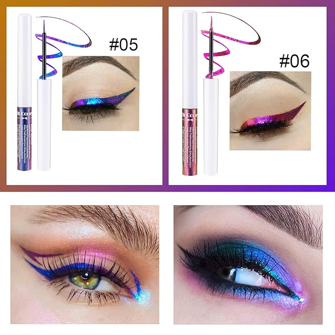 6 Colors Chameleon Liquid Eyeshadow Metallic Glitter Shimmer Eye Shadow Set Long Lasting Waterproof Multichrome Eyeshadows Makeup Set