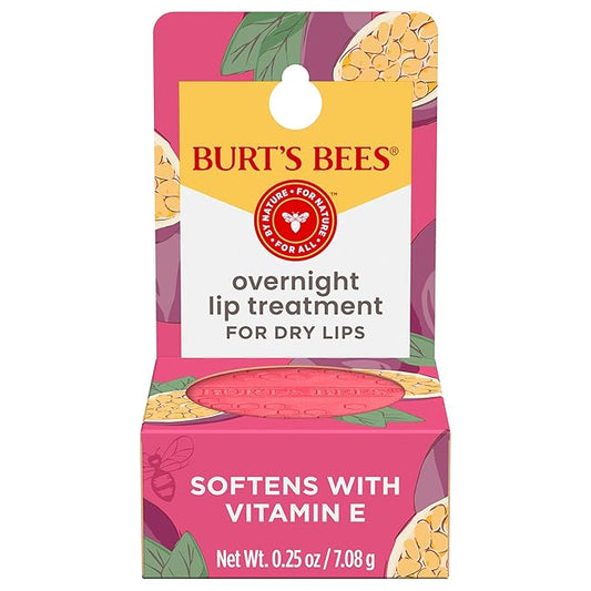 Burt's Bees Overnight Lip Sleeping Mask, 0.25 oz - Moisturizing, Hydrating, Exfoliating, Reduces Fine Lines, Ceramide Infused, Passionfruit Scent