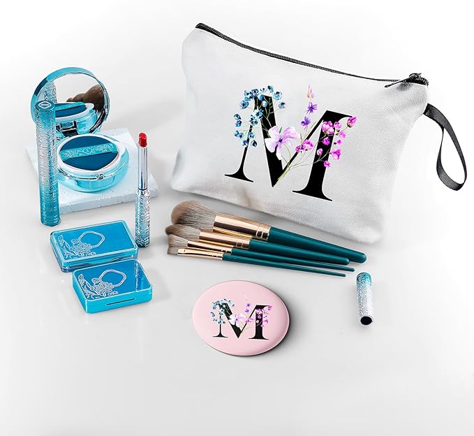 SEAMOON Birthday Maid of Honor Gifts for Women Her Mom Team Teacher Friend Bridesmaid Bride Personalized Makeup Cosmetic Bag with Mirror Valentines Mothers Day Christmas Graduation M