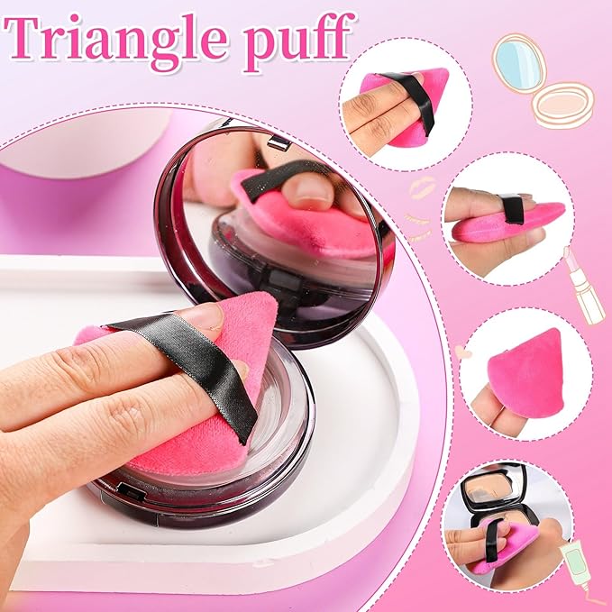 6 Pieces Powder Puff Face Soft Triangle for Loose and Body Powder, Velour Makeup Sponge Set Setting Powder Puff Makeup Tools
