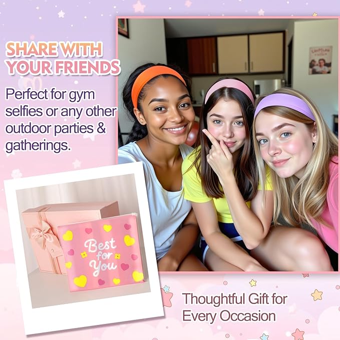 Stocking Stuffers for Teen Girls Women, 8Pcs Headbands for Women, Woman Gift for Her Neon Head Bands Hair Accessories Stretchy Soft hairband Valentines Day Gf Christmas Gifts Easter Basket Stuffers