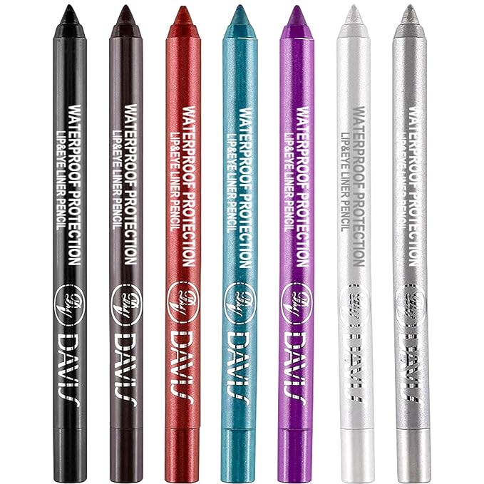 7 Colorful Eyeliner Pen Set, Eye Shadow Pencil, Pearl Eyeliner Kit Metallic Glitter Colored Eye liner for Women Eye&Lip Liner Professional Waterproof Eye Makeup (7PCS A)