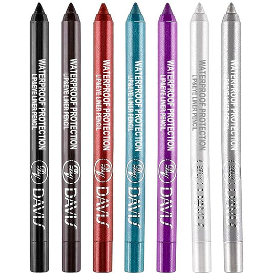 7 Colorful Eyeliner Pen Set, Eye Shadow Pencil, Pearl Eyeliner Kit Metallic Glitter Colored Eye liner for Women Eye&Lip Liner Professional Waterproof Eye Makeup (7PCS A)
