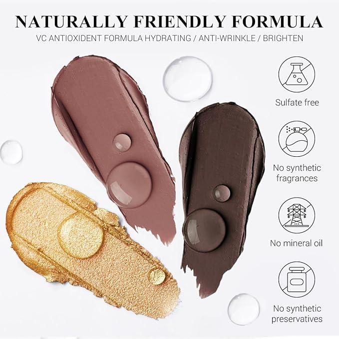 3Pcs Neutral Brown Eyeshadow Stick Set, Matte And Shimmer Creamy Eyeshadow Pencil, Shiny Pink Shadow, Waterproof Long Lasting Smoky Eye Makeup - A3 Twilight Brown