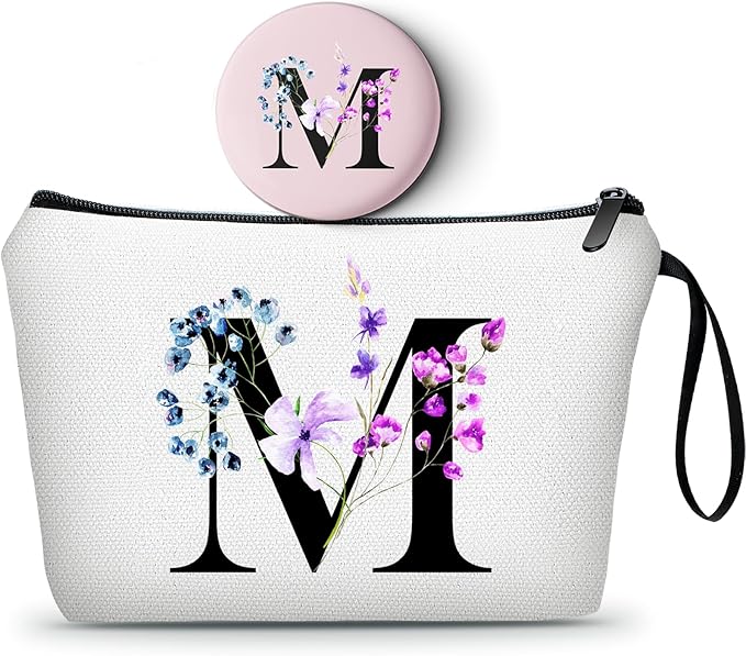 SEAMOON Birthday Maid of Honor Gifts for Women Her Mom Team Teacher Friend Bridesmaid Bride Personalized Makeup Cosmetic Bag with Mirror Valentines Mothers Day Christmas Graduation M