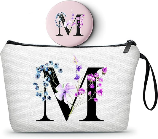 SEAMOON Birthday Maid of Honor Gifts for Women Her Mom Team Teacher Friend Bridesmaid Bride Personalized Makeup Cosmetic Bag with Mirror Valentines Mothers Day Christmas Graduation M