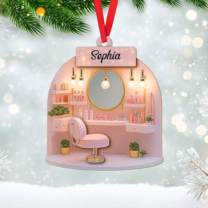 Personalized Makeup Tools Christmas Ornament 2025, Makeup Box Christmas Ornament Gift for Makeup Artist, Christmas Tree Decor for Makeup Shop, Gift for New Makeup Coworkers (Makeup 1)