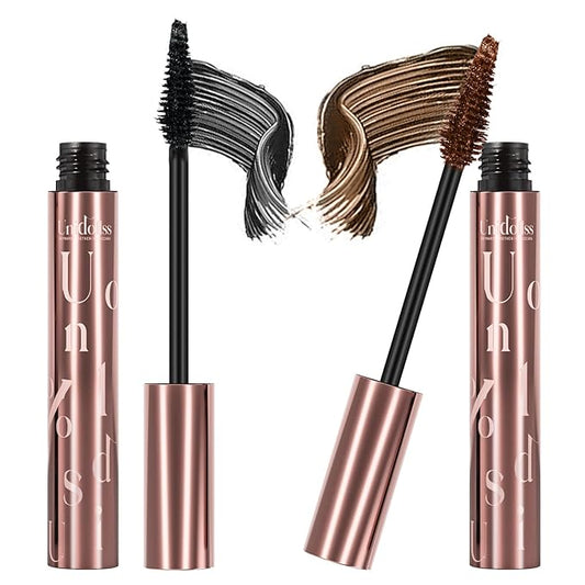 Unidollss Tubing Mascara Volume and Length Black & Brown 2Pcs Set Lengthening Long Lasting All Day, No Smudging, No Clumping, Washable Tubing Mascara for 30+ Women, Gluten-free Safe for Sensitive Eyes