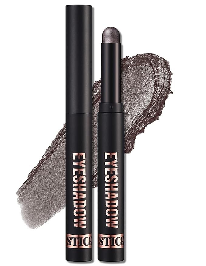 Erinde Shimmer Cream Eyeshadow Stick, Long Lasting Metallic Eye Shadow Sticks, Waterproof Creamy Glitter Eyeshadow Pencil, High Pigmented Blendable Neutral Eye Makeup, 22 Dark Taupe Shimmer