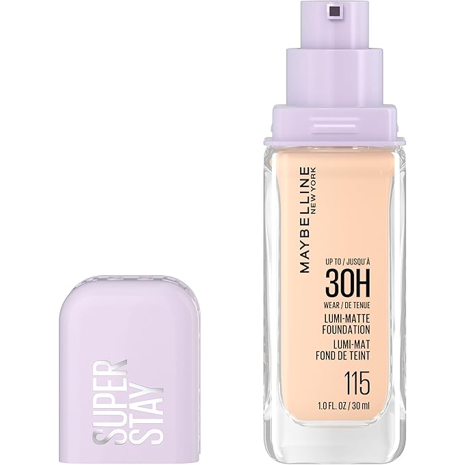 Maybelline Super Stay Lumi-Matte Foundation, Lightweight and Buildable Full Coverage Foundation Makeup For Up To 30HR Wear, 115, 1 Count