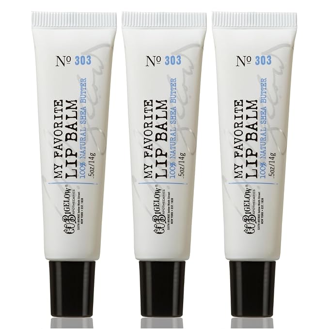 C.O. Bigelow My Favorite Lip Balm Tubes, Pack of 3 Bulk Lip Balm Tubes with Shea Butter & Jojoba Oil, 0.5 oz
