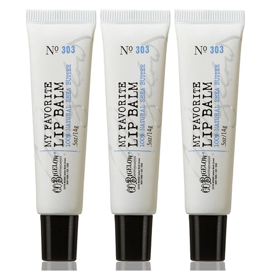C.O. Bigelow My Favorite Lip Balm Tubes, Pack of 3 Bulk Lip Balm Tubes with Shea Butter & Jojoba Oil, 0.5 oz