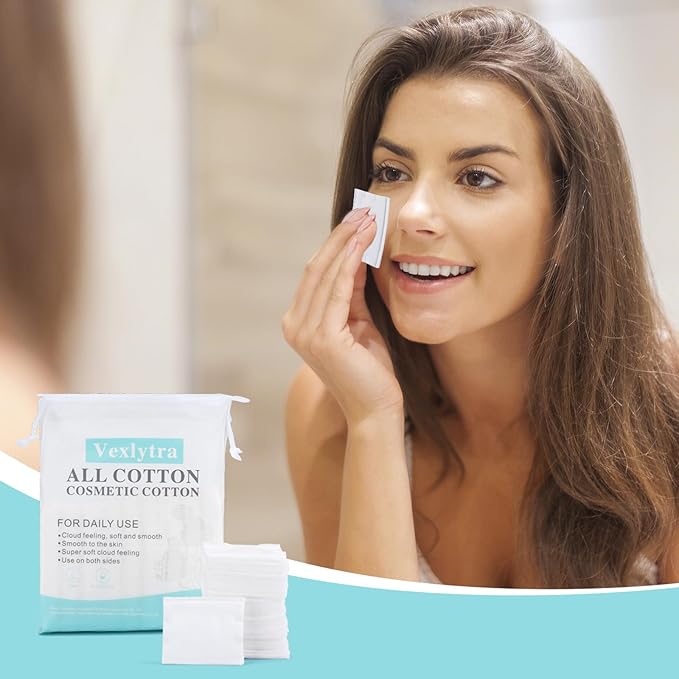 Premium Cotton Pads for Face (200 Count) - Natural High-Quality Makeup Removers, 100% Pure Cotton, Ultra-Soft & Lint-Free, Gentle for Toning, Facial, Eyes & Lips