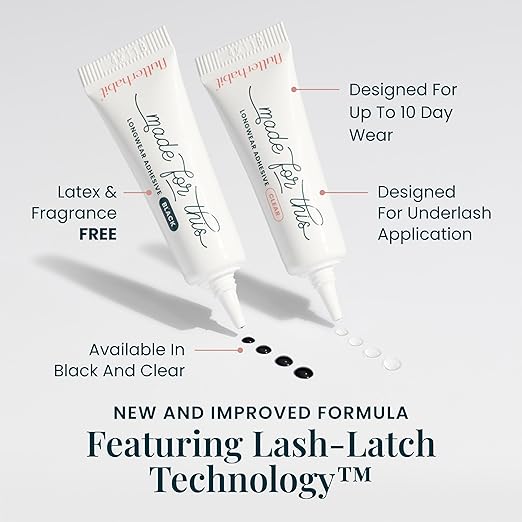 FlutterHabit Made for This Adhesive Clear for Eyelash Extensions - Your Ultimate All-Day Hold Lash Cluster Glue for Effortless, Stunning, and Long-Lasting Eyelashes - All-in-one Lash Glue