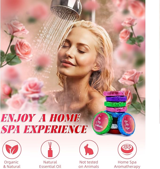 10 Rose Scented Shower Steamers - Luxury Aromatherapy Gift Set for Girls, Wife & Mom,Christmas Stocking Stuffers Gifts for Teen Girls, White Elephant Gifts for Her, Birthday Gifts for Women