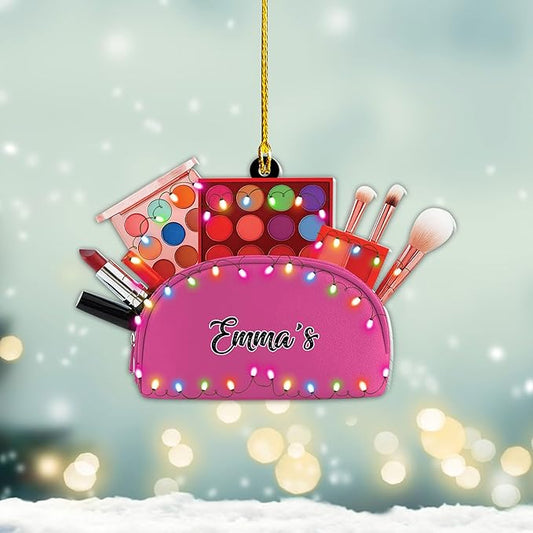 Personalized Makeup Tools Christmas Ornament 2025, Makeup Box Christmas Ornament Gift for Makeup Artist, Christmas Tree Decor for Makeup Shop, Gift for New Makeup Coworkers (Makeup 8)