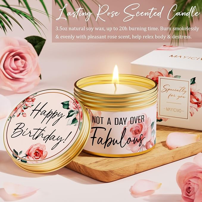 Birthday Gifts for Women Friendship, Unique Happy Birthday Gifts Basket for Mom Her Best Friend Sister Wife Girlfriend Coworker, Luxury Self Care Box Rose Relaxing Spa Gifts Set for Women with Blanket