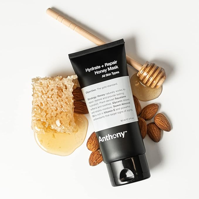 Anthony Hydrate + Repair Honey Mask, Stimulates Your Skin and Opens Pores with Honey, Vitamins C & E, Glycerin, Sweet Almond, Squalane, and Calendula, Soothes and Moisturizes Dry to Normal Skin - 3 Oz