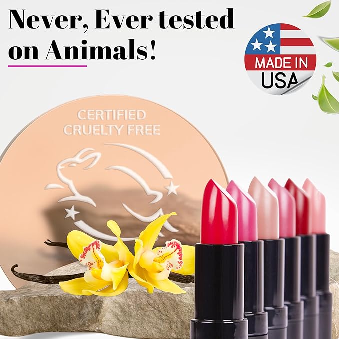 Fifth & Skin BOTANICAL Lipstick (CHERRY) | Vegan | Natural | Organic | Certified Cruelty Free | Paraben Free | Petroleum Free | Healthy | Moisturizing | Vibrant Color that's Good for your Lips!