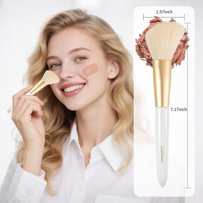 Ducare Angled Blush Brush & Tapered Powder Brush 2Pcs Makeup Brushes Set, Pointed Powder Brush for Light Application Fluffy Blush Brush Perfect for Blush,Highlighting, Defining and Contouring
