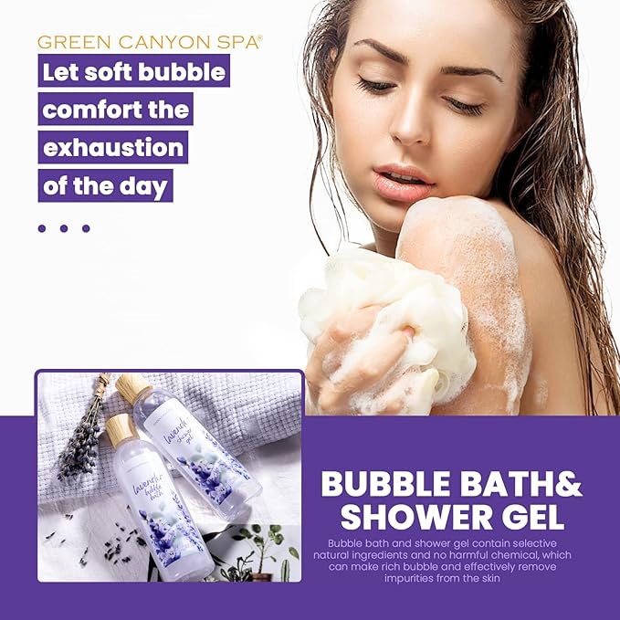 Green Canyon Spa Gift Baskets for Women 11pcs Lavender Bath Gift Sets with Body Lotion,Essential Oil,Spa Gifts for Women,Mothers Day Gift Sets for Her,Bath Sets for Her Gifts